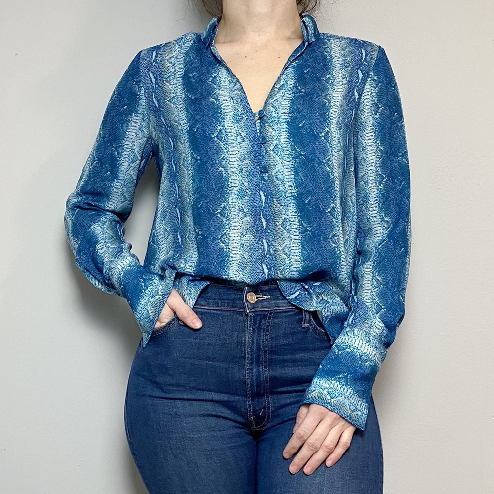 Etcetera Blue Snake Printed Blouse